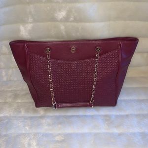 Burgundy Tory Burch Chain Handbag